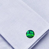 Bassin and Brown Northern Lights and Pine Trees Cufflinks - Green and Blue