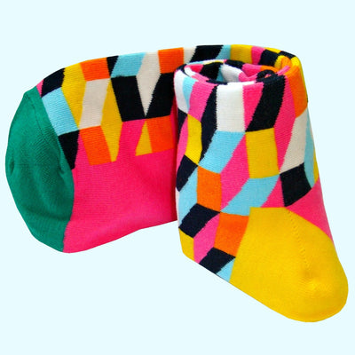 Bassin and Brown Optical Check Socks - Yellow,Black Blue,Pink,White and Orange