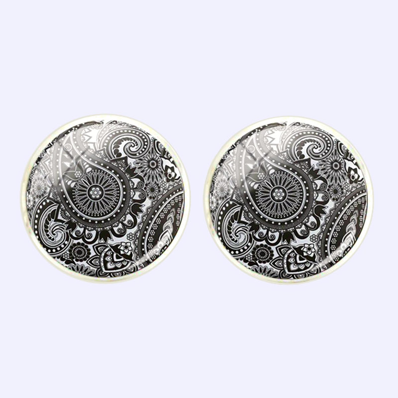 Bassin and Brown Paisley Cufflinks - Grey and White
