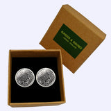 Bassin and Brown Paisley Cufflinks - Grey and White