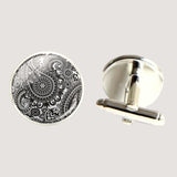 Bassin and Brown Paisley Cufflinks - Grey and White