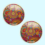 Bassin and Brown Paisley Cufflinks - Wine and Yellow