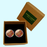 Bassin and Brown Paisley Cufflinks - Wine and Yellow