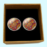 Bassin and Brown Paisley Cufflinks - Wine and Yellow
