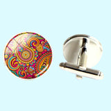 Bassin and Brown Paisley Cufflinks - Wine and Yellow