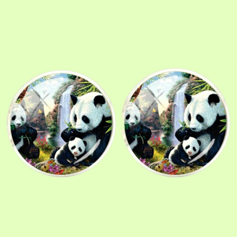 Bassin and Brown Panda Bears Cufflnks -  Black and White