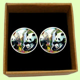 Bassin and Brown Panda Bears Cufflnks -  Black and White