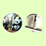 Bassin and Brown Panda Bears Cufflnks -  Black and White