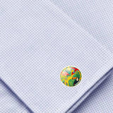 Bassin and Brown Tropical Forest Cufflinks - Yellow, Green, Blue and Red