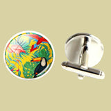 Bassin and Brown Tropical Forest Cufflinks - Yellow, Green, Blue and Red