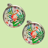 Bassin and Brown Flamingo Cufflinks - Pink, Green and White