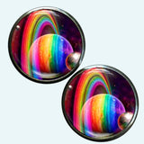 Bassin and Brown Planets and Rings Cufflinks - Multi Colour
