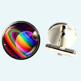 Bassin and Brown Planets and Rings Cufflinks - Multi Colour