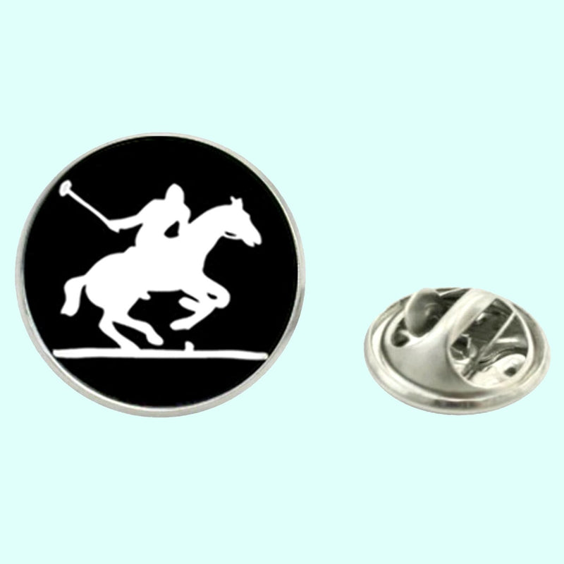Bassin and Brown Polo Player Jacket Lapel Pin - Black/White