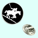 Bassin and Brown Polo Player Jacket Lapel Pin - Black/White