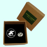 Bassin and Brown Polo Player Jacket Lapel Pin - Black/White