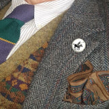 Bassin and Brown Polo Player Jacket Lapel Pin - White and Black