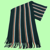 Bassin and Brown - Puskas  - Wool Striped Scarf - Green, White, Blue and Orange
