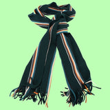 Bassin and Brown - Puskas  - Wool Striped Scarf - Green, White, Blue and Orange