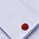 Bassin and Brown Rose Flower Cufflinks - Red