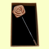 Bassin and Brown Rose Flower Jacket Lapel Pin - Biscuit