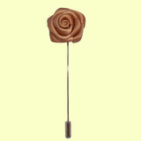 Bassin and Brown Rose Flower Jacket Lapel Pin - Biscuit