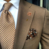 Bassin and Brown Rose Flower Jacket Lapel Pin - Biscuit