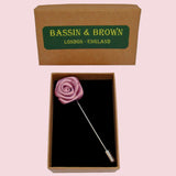 Bassin and Brown Dusky Pink Rose Floral Jacket Lapel Pin