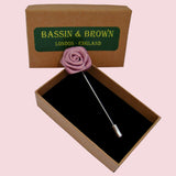 Bassin and Brown Dusky Pink Rose Floral Jacket Lapel Pin