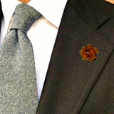 Bassin and Brown Rose Flower Metal Lapel Pin - Vintage Gold