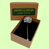 Bassin and Brown Grey Rose Flower Jacket Lapel Pin