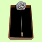 Bassin and Brown Grey Rose Flower Jacket Lapel Pin