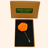 Bassin and Brown Orange Rose Jacket Lapel Pin - 4cm Diameter