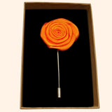 Bassin and Brown Orange Rose Jacket Lapel Pin - 4cm Diameter