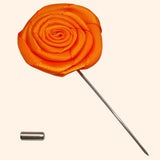 Bassin and Brown Orange Rose Jacket Lapel Pin - 4cm Diameter