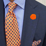 Bassin and Brown Orange Rose Jacket Lapel Pin - 4cm Diameter