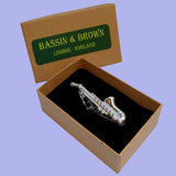 Bassin and Brown Silver Saxophone Tie Bar