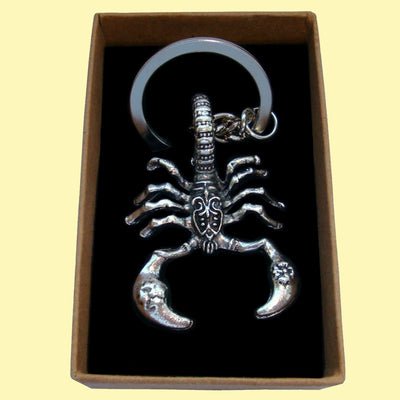 Bassin and Brown Scorpion Keyring - Antique Silver