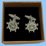 Bassin and Brown Ships Wheel Cufflinks - Silver
