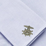 Bassin and Brown Ships Wheel Cufflinks - Silver