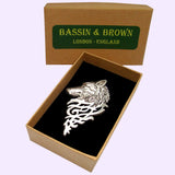 Bassin and Brown Wolf Jacket Lapel Pin  -Silver
