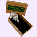 Bassin and Brown Wolf Jacket Lapel Pin  -Silver
