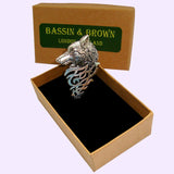 Bassin and Brown Wolf Jacket Lapel Pin  -Silver