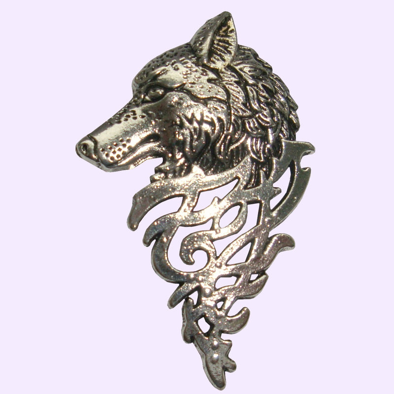 Bassin and Brown Wolf Jacket Lapel Pin  -Silver