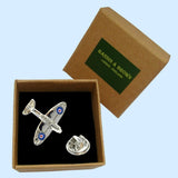 Bassin and Brown Spitfire Airplane Lapel Pin - Silver