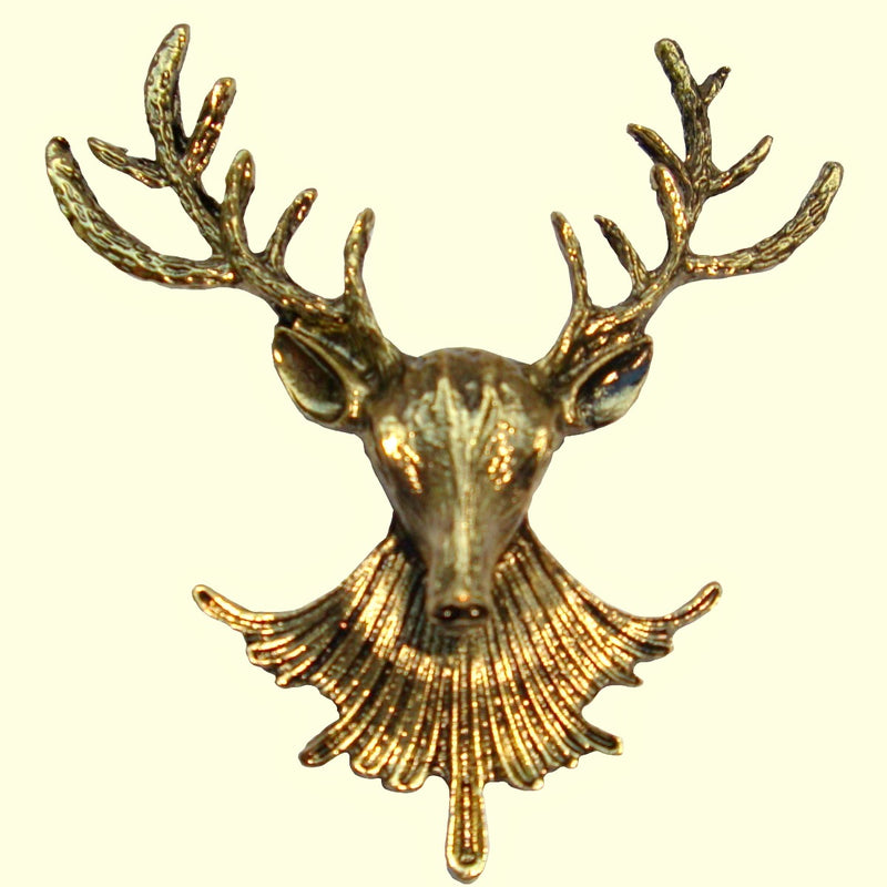 Bassin and Brown Stag Bronze Jacket Lapel Pin - 5cm Diameter