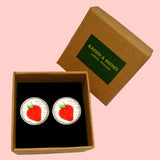 Bassin and Brown Strawberry Fruit Cufflinks - Red