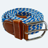 Bassin and Brown Striped Woven Elasticated  Belt - Blue and White