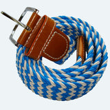 Bassin and Brown Striped Woven Elasticated  Belt - Blue and White