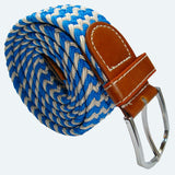 Bassin and Brown Striped Woven Elasticated  Belt - Blue and White